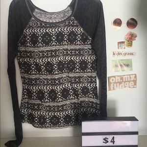 charcoal & white printed shirt